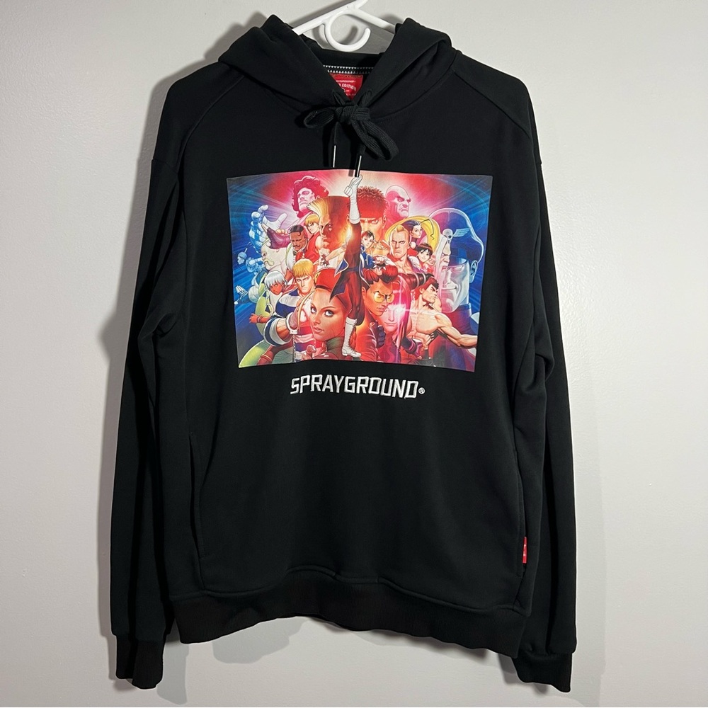 Sprayground Street Fighter Capcom Black Pullover Sweatshirt Hoodie Mens Medium